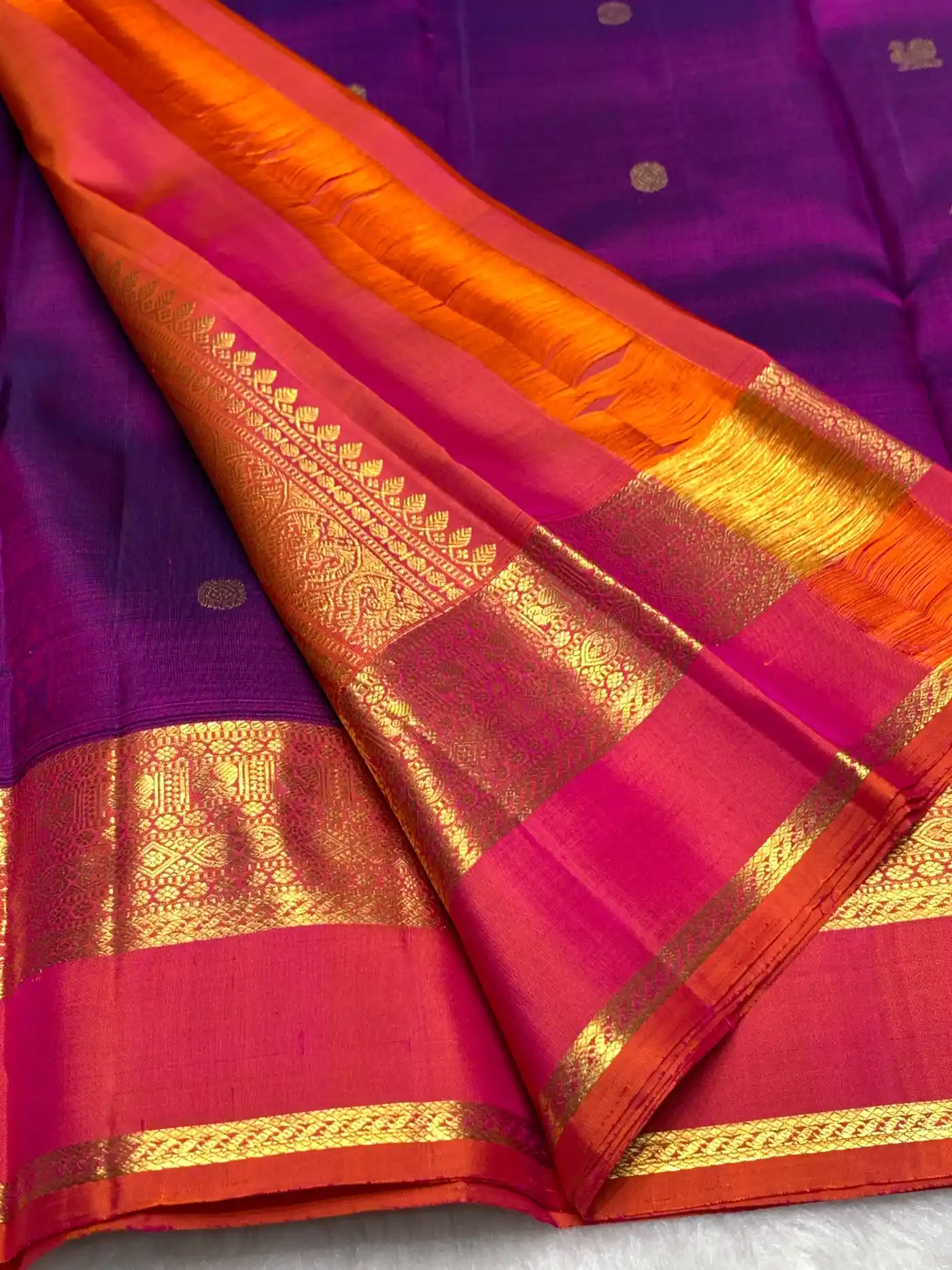 Lavendar Kanchipuram Handloom Bridal Silk Saree
